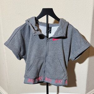 Nike Kids Grey Hoodie with Pink Details